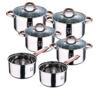 Batería de cocina 10pc en acero inox 2xØ16cm 2xØ18cm 2xØ20cm con tapas San Ignacio