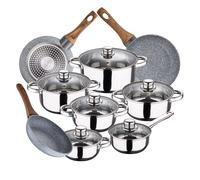 Bateria de cocina 12 piezas cassel en acero inoxidable con juego de sartenes (22/24/26 cm) daimiel en aluminio forjado