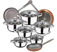 Bateria de cocina 12 piezas SAN IGNACIO Cassel, acero inoxidable, con juego sartenes (18/22/26 cm) SAN IGNACIO Optimum Plus en aluminio prensado