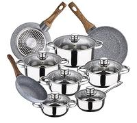 Bateria de cocina 12 piezas SAN IGNACIO Cassel, acero inoxidable, con juego sartenes (18/26/28 cm) SAN IGNACIO Daimiel en aluminio forjado