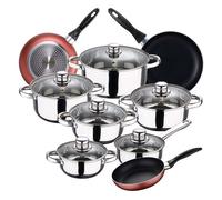 Bateria de cocina 12 piezas SAN en acero inoxidable con juego de sartenes (16/20/24 cm) SAN Paradise en aluminio prensado