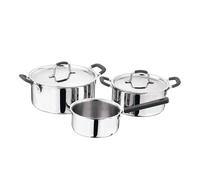 Batería de cocina 2 cacerolas Ø20Ø24cm + Cazo Ø16cm en acero inoxidable y mangos de silicona MasterPRO