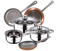 Bateria de cocina 5 piezas SAN IGNACIO Cassel, acero inoxidable, con juego sartenes (18/22/26 cm) SAN IGNACIO Optimum Plus en aluminio prensado