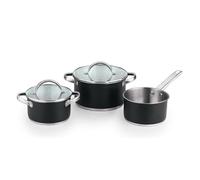 Bateria de cocina 5 pzs (2 cacerolas Ø20, Ø24cm con tapa + cazo Ø16) acero con revestimiento inducción San Ignacio