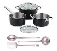 Set 5pc Batería Cocina Ø16ø20ø24, Tapas + Juego 3 Utensilios Acero Inox San Ignacio