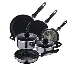 Batería de cocina 5pc aluminio prensado + Juego de sartenes Ø16Ø20Ø24 aluminio prensado San Ignacio