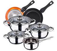 Bateria de cocina 7 piezas Faro, acero inoxidable, con juego sartenes (20/24 cm) BERGNER Neon Classic en aluminio forjado