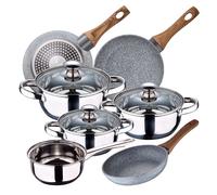 Bateria de cocina 7 piezas SAN IGNACIO Faro, acero inoxidable, con juego sartenes (22/24/26 cm) SAN IGNACIO Daimiel en aluminio forjado