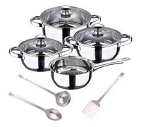 Batería de cocina 7 piezas SAN en acero inoxidable + Set 3pcs Utensilios de cocina en Acero Inoxidable