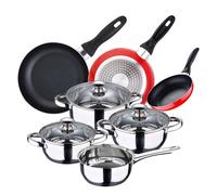 San Ignacio Batería de cocina 7 piezas en acero inoxidable + Juego de 3 sartenes, PK3375, Bateria 7 pcs + 16/20/24 cm
