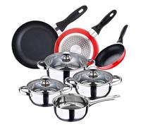Batería de cocina 7 piezas san ignacio en acero inoxidable + juego de 3 sartenes 16x20x24 cm san ignacio