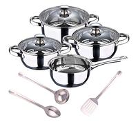 Batería de cocina 7 piezas SAN IGNACIO en acero inoxidable + Set 3pcs Utensilios de cocina en Acero Inoxidable