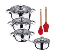 Batería de cocina 7 piezas san ignacio fabricada en acero inoxidable apta para todo tipo de fuegos+ bergner excalibur juego de 2 utensilios de cocina 16 cm