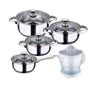 Batería de cocina 7 piezas san ignacio fabricada en acero inoxidable apta para todo tipo de fuegos+exprimidor de 40w de potencia,1.2 litros 16 cm
