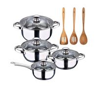 Batería de cocina 7 piezas san ignacio fabricada en acero inoxidable apta para todo tipo de fuegos+ set 3pcs utensilios de cocina 16 cm