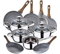 Bateria de cocina 7 piezas SAN IGNACIO Faro, acero inoxidable, con juego sartenes (18/20/22/24/26/28 cm) SAN IGNACIO Daimiel en aluminio forjado, Bateria 7pcs + 6 sartenes