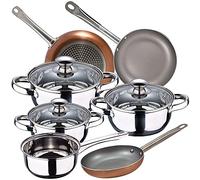 Bateria de cocina 7 piezas SAN IGNACIO Faro de acero inoxidable con juego de sartenes (18/22/26 cm) SAN IGNACIO Optimum Plus en aluminio prensado