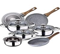 Bateria de cocina 7 piezas SAN IGNACIO Faro, acero inoxidable, con juego sartenes (22/24/26 cm) SAN IGNACIO Daimiel en aluminio forjado