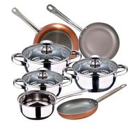 Bateria de cocina 7 piezas SAN IGNACIO Faro de acero inoxidable con juego de sartenes (18/22/26 cm) SAN IGNACIO Optimum Plus en aluminio prensado