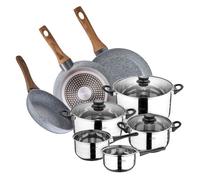 San Ignacio Bateria de cocina 8 piezas en acero inoxidable, con juego de sartenes 22/26/28 + Bateria, en aluminio forjado, inducción, PK3152
