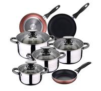 Bateria de cocina 8 piezas SAN IGNACIO Dina, acero inoxidable, con juego sartenes (16/20/24 cm) SAN IGNACIO Paradise de aluminio prensado