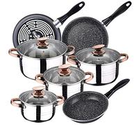 Bateria de cocina 8 piezas SAN IGNACIO Nona con juego sartenes (18/20/24 cm) MAGEFESA K2 Gransasso en acero esmaltado