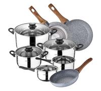 Bateria de cocina 8 piezas SAN IGNACIO Toledo, acero inoxidable, con juego sartenes (22/24/26 cm) SAN IGNACIO Daimiel en aluminio forjado