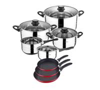 San Ignacio batería de Cocina 8 Piezas y Juego de sartenes en Rojo, Cromado