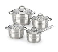 Batería de Cocina Acero Inoxidable para Inducción | Juego de Ollas y Sartenes | Set de Cocina con Tapas de Cristal | Compatible con Gas, Vitrocerámica e Inducción (8)