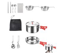 Batería de cocina al aire libre - Kit de batería de cocina para acampar de acero inoxidable - Esenciales completos de cocina al aire libre para senderismo, senderismo y acampar en el camping
