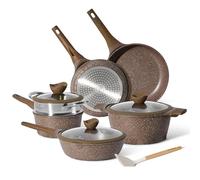 Batería de Cocina Antiadherente 18 Piezas - Set de Sartenes y Cacerolas con Mango Extraíble - Compatible con Todo Tipo de Cocinas Incluida Inducción - Revestimiento Sin PFOA (Negro)