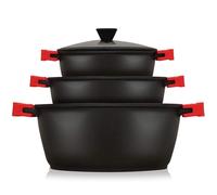 Batería de cocina Briebe Blackt3 aluminio fundido inducción 6 piezas titanio