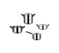 Alessi Edo PU100S7 - Set De Ollas en Acero Inoxidable 18/10, Mangos en Acero Inoxidable 18/10 con Revestimiento en PVD, Marrón, 7 Piezas