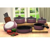Herzberg Batería de Cocina - Batería de inducción - Batería de cocina para todo tipo de calor - Juego de gres con mango extraíble 10 piezas HG-5000 Carbon
