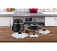 Batería de cocina de 10 piezas con revestimiento efecto piedra: Carbón