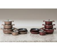 Batería de cocina de aluminio fundido con 13 piezas de Royalty Line: Rojo y negro