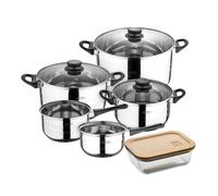 Batería de cocina de ocho piezas san ignacio+ bergner naturally hermético de 650ml en vidrio de borosilicato