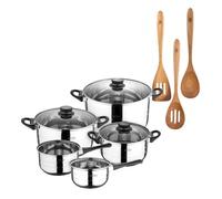 Batería de cocina de ocho piezas san ignacio+ set 3pcs utensilios de cocina acacia smart masterpro
