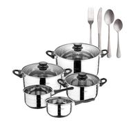 Batería de cocina de ocho piezas san ignacio+ set de 16 cubiertos en acero inoxidable noia san ignacio