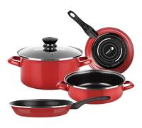 Batería de cocina Fagor Máxima 5 piezas rojo aluminio forjado antiadherente