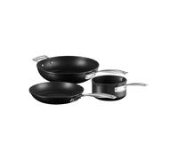 Le Creuset Set de menaje de aluminio antiadherente, 3 piezas, diámetro 16, 24 y 26 cm, para todas las fuentes de calor, incluso la inducción, Antracita/Plateado, 51804000010002
