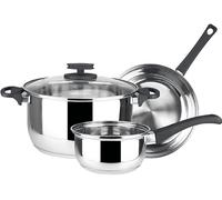 Magefesa Style - Batería de Cocina, Acero Inoxidable, 4 Piezas, Incluye Cacerola + Cazo + Sartén, Todo tipo de Cocinas, Induccion, Ecológica