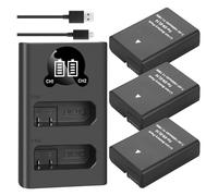Batería De EN-EL14 De 1500mAh + Cargador Dual LED, Compatible con Nikon, P7800,P7100,D3400,D5500,D5300,D5200,D3200,D3300(3BatteryWithCharger)
