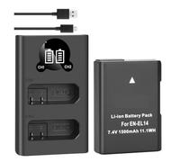 Batería De EN-EL14 De 1500mAh + Cargador Dual LED, Compatible con Nikon, P7800,P7100,D3400,D5500,D5300,D5200,D3200,D3300(1BatteryWithCharger)