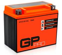Batería de gel GP-PRO GTX12-BS 12V 12Ah para scooter y moto | 180 A, sellada sin mant., precargada, polo pos. izq., 150x87x130mm, similar a GTX12-BS, YTX12-BS, 51012