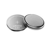 Batería De ION De Botón Lir2032-2 Pack Recargable 3.6 V De La Moneda De La Célula, Fuente De Alimentación De Litio Plana | Reemplazo De Reloj De Muñeca Electrónico, Control Remoto Fob Llave, Batería