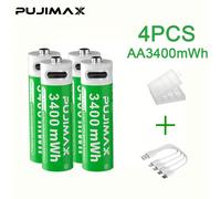 Batería de litio 1.5V Li-ion tipo AA, batería nº5 de 3400mWh, duradera, puerto de carga Tipo-C, recargable por USB, adecuada para despertador, ratón inalámbrico, oficina y hogar