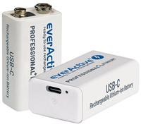Batería de litio 6F22 9V (74V) 550mAh recargable para USB-C - everActive