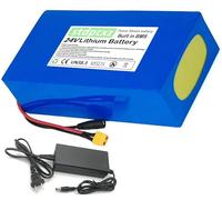 Batería De Litio De 24V, Batería Ebike 24V 10Ah 13Ah 15Ah 20Ah para Bicicletas Eléctricas, Scooters Y Motocicletas 50W 250W 350W con Cargador De 2 A Y Protección BMS 24V 10Ah,T