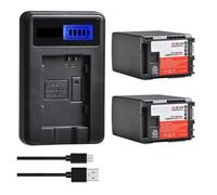 Batería De Litio De 2800 MAh BP-828 con Cargador USB LCD, Compatible con Canon, For HF G50, G60, XA40, XA45, GX10, HF-G20, G21, G40, XA10, 11(2 Battery Set)